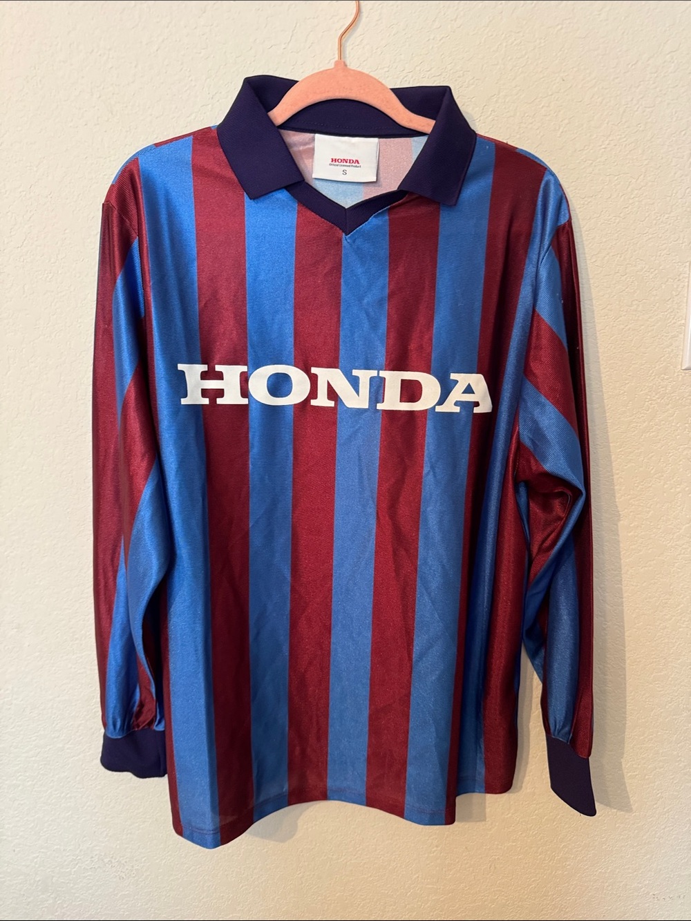 Honda Striped Retro Soccer Jersey - Blue & Maroon size S